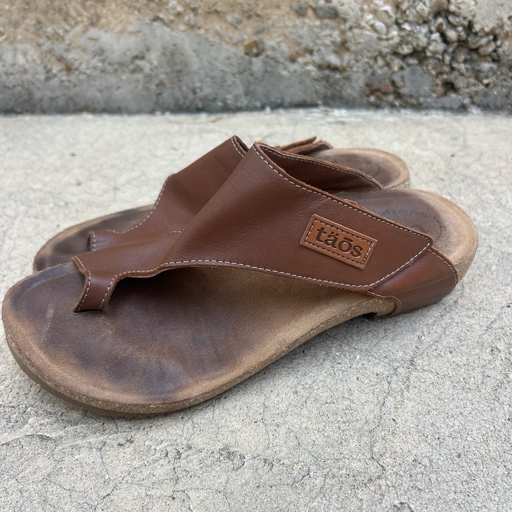 🌿Taos Loop Cork Wedge Sandals Tan Brown Carmel Size 8-8.5 Euro 39 Natural Comfy